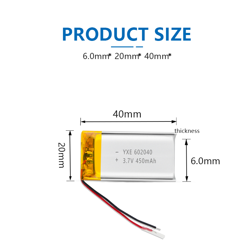 3.7 V Li-ion Battery 602040-450mah